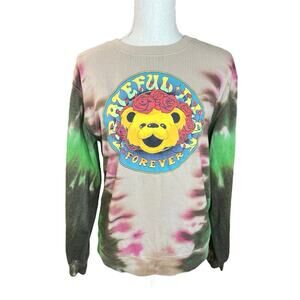 Grateful Dead Cream and Green Tiedye Crewneck Sweater hippie festival band